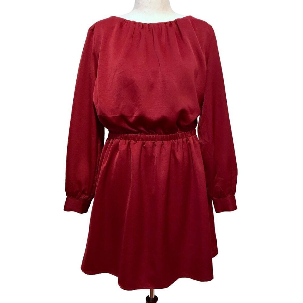 Lost + Wander NWT Red Long Sleeves Blouson Dress Women XL